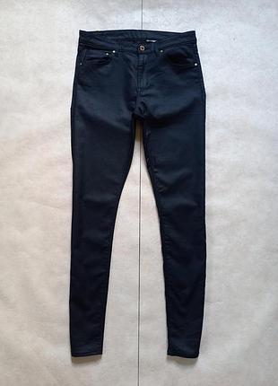 Брендовые черные джинсы под кожу на высокий рост с высокой талией h&m, 12 размер.