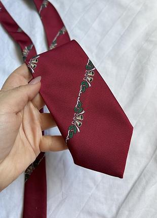 Галстук бордовый красный новогодний
