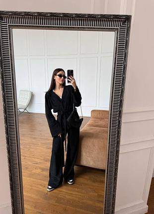 Женский брючный флисовый костюм из кимоно