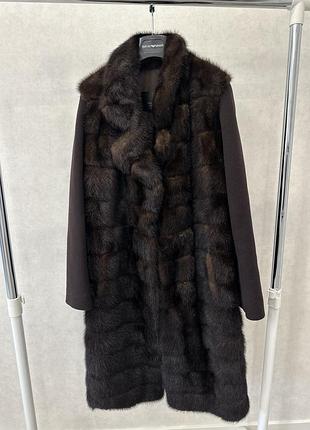 Пальто з натуральної норки magic furs, шоколадний колір, класичний крій