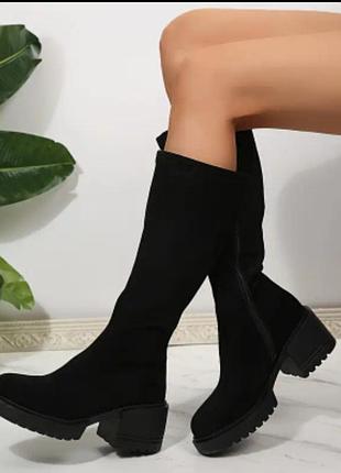 Замшеві сапоги 25,5, демі 🔥🔥🔥