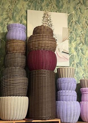 Кашпо для квітів із штучного ротангу