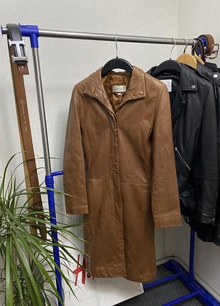 Вінтажне жіноче шкіряне пальто outer edge плащ ретро натуральна кожа 1.2