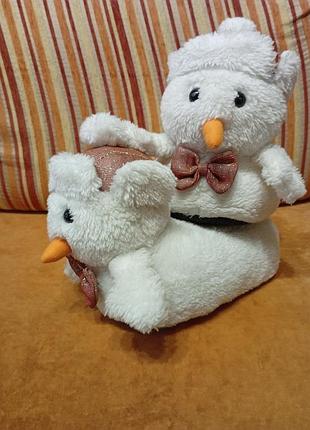 Милые теплые меховые комнатные тапочки размер 28/29