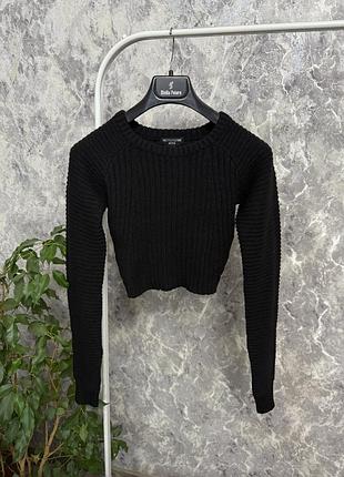 Светр кофта чорний вкорочений светр prettylittlething s