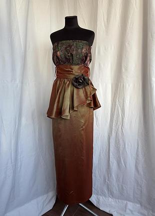 Вінтаж vera mont сукня бюстьє вечірня тафта віскоза