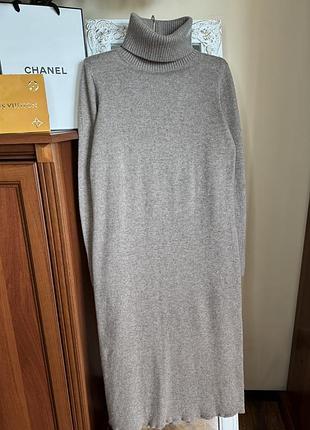 Теплое платье миди кашемир шерсть  massimo dutti очень мягкое и пушистое