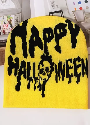 Мужская / женская / унисекс зимняя шапка y2k happy halloween
