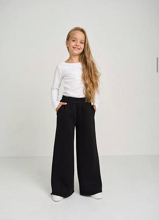 Детские теплые брюки палаццо трехнить флис