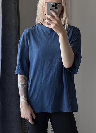 Футболка темно синя оверсайз жіноча