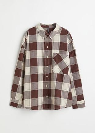 Бававняна сорочка у клітку оверсайз h&m