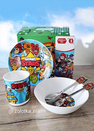 Дитячий набір посуду brawl stars, посуда бравл старс, детский набор посуду