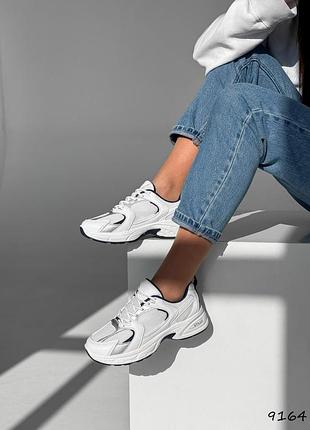 Кроссовки женские mabel белые + синий+серебро, натуральная кожа 9164