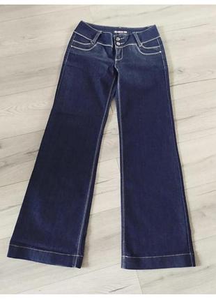 Женские джинсы клеш плотный котон джинсы синие