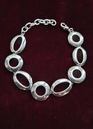 Винтажный браслет в серебряном тоне из овальных и круглых колец, европейский винтаж