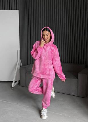 Спортивный костюм на флисе с принтом тай-дай из худи с капюшоном с карманом кенгуру с брюками джоггерами