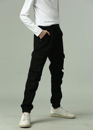 Брюки карго черные для мальчика