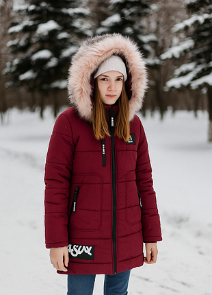 Зимний пуховик на меху 10-12 лет 134-146