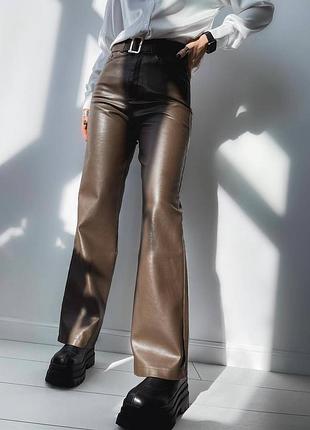 Брюки шкіряні на флісі