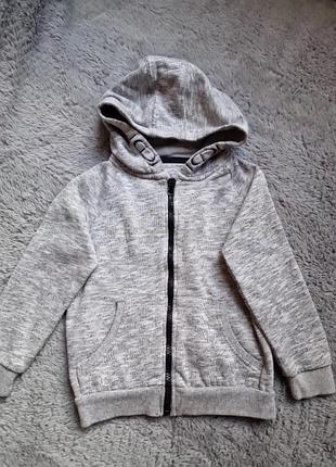 Серое худи на молнии primark размер 4-5 лет (110 см)
