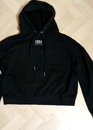 Худи кофта спортивная женская черная короткая