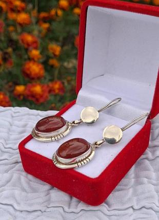 Серебряные серьги с подвижными подвесками и сердечником