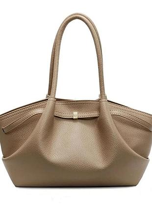 Сумка женская шоппер бежевая из экокожи