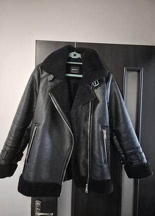 Дубленка косуха зимняя экокожа stradivarius