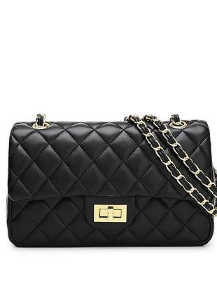 Женская сумка кроссбоди черная стеганая из экокожи