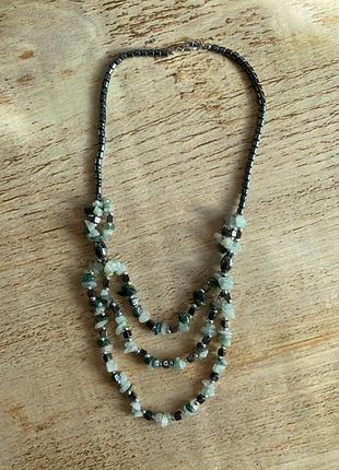 Вінтажне намисто з натурального каменю лабрадорит нефрит гематит