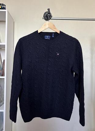 Теплий светр gant темно-синій , розмір m/l 100% вовна