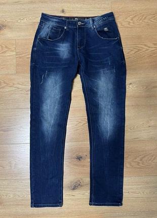 Джинсы женские прямые слим синие эластичные crosshatch, размер l - xl.