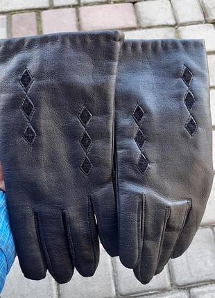 Женские черные кожанные перчатки debenhams( великобритания) p-p l.