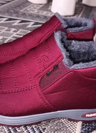 Слипоны на флисе, цвет бордо, размер 38 (24 по потолке)