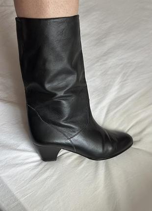 Жіночі шкіряні чоботи gabor чорні на низькому каблуку пряма холява розмір 38 - 38,5
