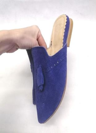 Мюли туфли замшевые фиолетовые с кисточкой острый носок7 фото