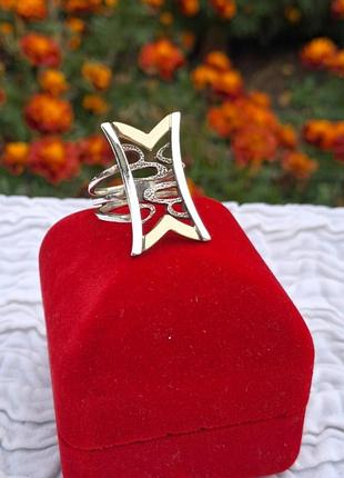 Серебяный перстень с золотыми пластинами
