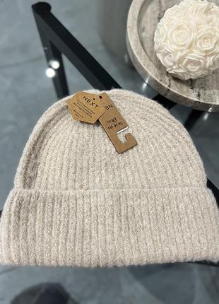Шапка жіноча бежева, жіноча шапка, тепла жіноча шапка, шапка next