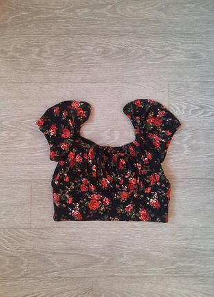 Топ в цветочный принт, размер s