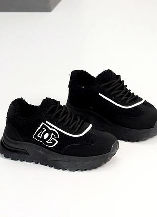 Натуральні утеплені кросівки із хутром тедді