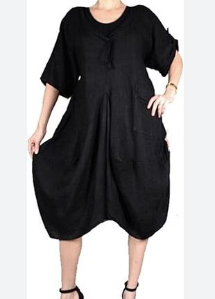 💯% льняное с карманами платье 👗италия