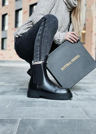 Люксовые женские утепленные ботинки ботинки челси bottega vineneta натуральная кожа осень