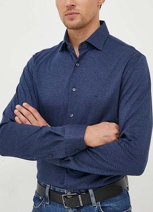 Manimo dutti тепла синя з крапками чоловіча сорочка розмір с_м