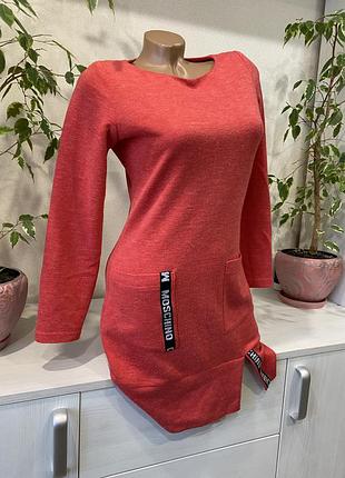 Тепла коралова сукня туніка