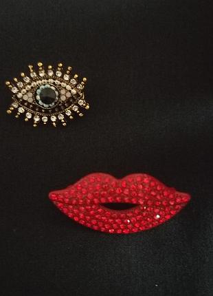 Брошь брошки глазик и губки лучшее предложение