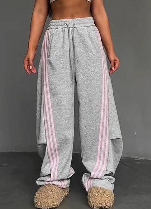 Жіночі повсякденні спортивні теплі штани на затяжках тканина тринитка на флісі