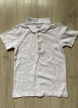 Біла футболка поло marks&spencer 6-7 років шкільний одяг