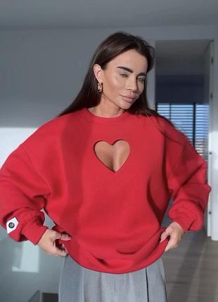 Світшот з декольте червоний