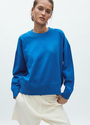 Трикотажный свитшот свитер oversize zara - s, m синий