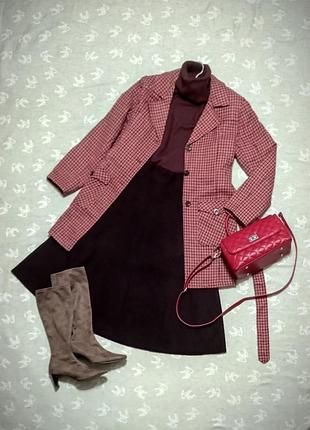 Пальто с отложным воротником, клетка